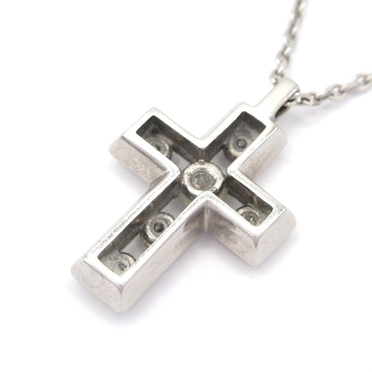  VENDOME ヴァンドーム青山 ネックレス - K 18 WG×ダイヤモンド 総重量 4.3 g 6 Pダイヤ ダイヤ0.32カラット クロス 十字架 ネックレス アクセサリー