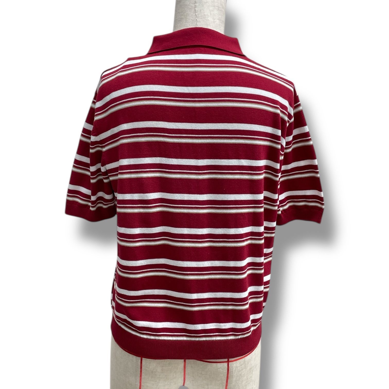 Her lip to ハーリップトゥ Multi Border Polo Top マルチボーダーポロトップ 半袖ポロシャツ トップス ロゴ刺繍 レッド ホワイト 赤 白 サイズF レディース 夏 ゴーゴー No.1353