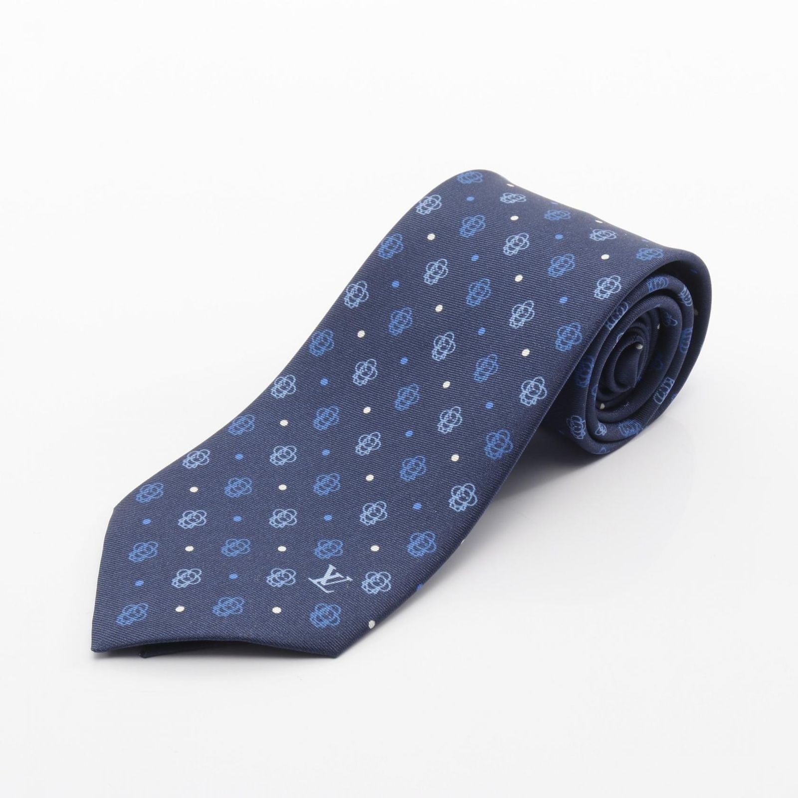 ルイ ヴィトン LOUIS VUITTON ネクタイ ヴィヴィエンヌ アウトライン マリーヌ M94793 シルク ネクタイ メンズ Used A