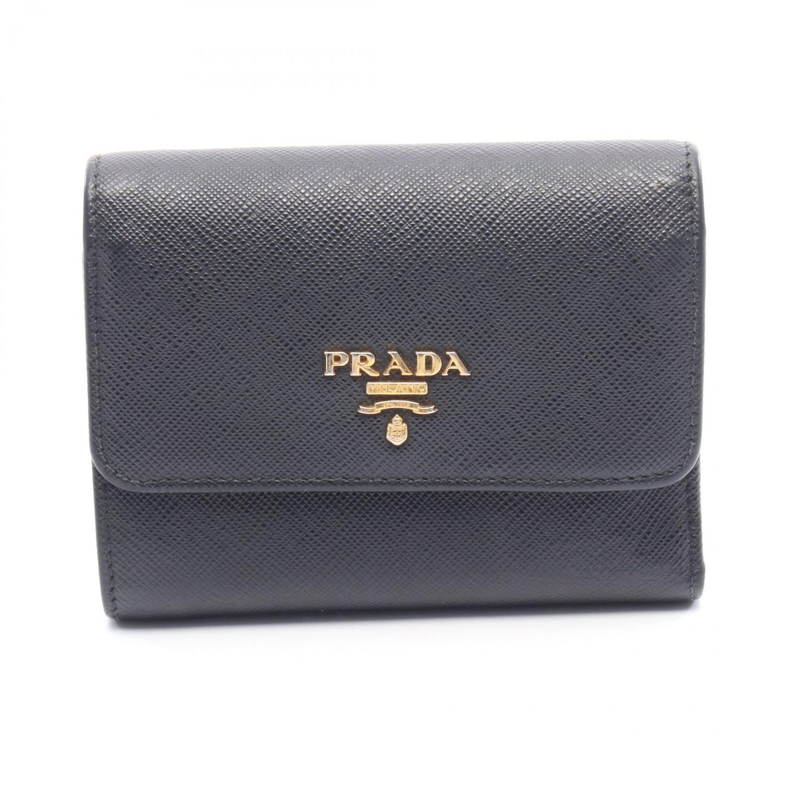 プラダ PRADA 三つ折り財布 SAFFiANO METAL 1MH840 ブラック サフィアーノレザー 三つ折財布 レディース Used B