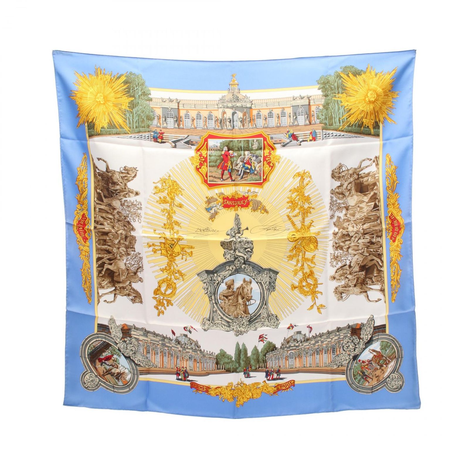 エルメス HERMES スカーフ カレ90 SANSSOUCY シルク カレ90 レディース Used A