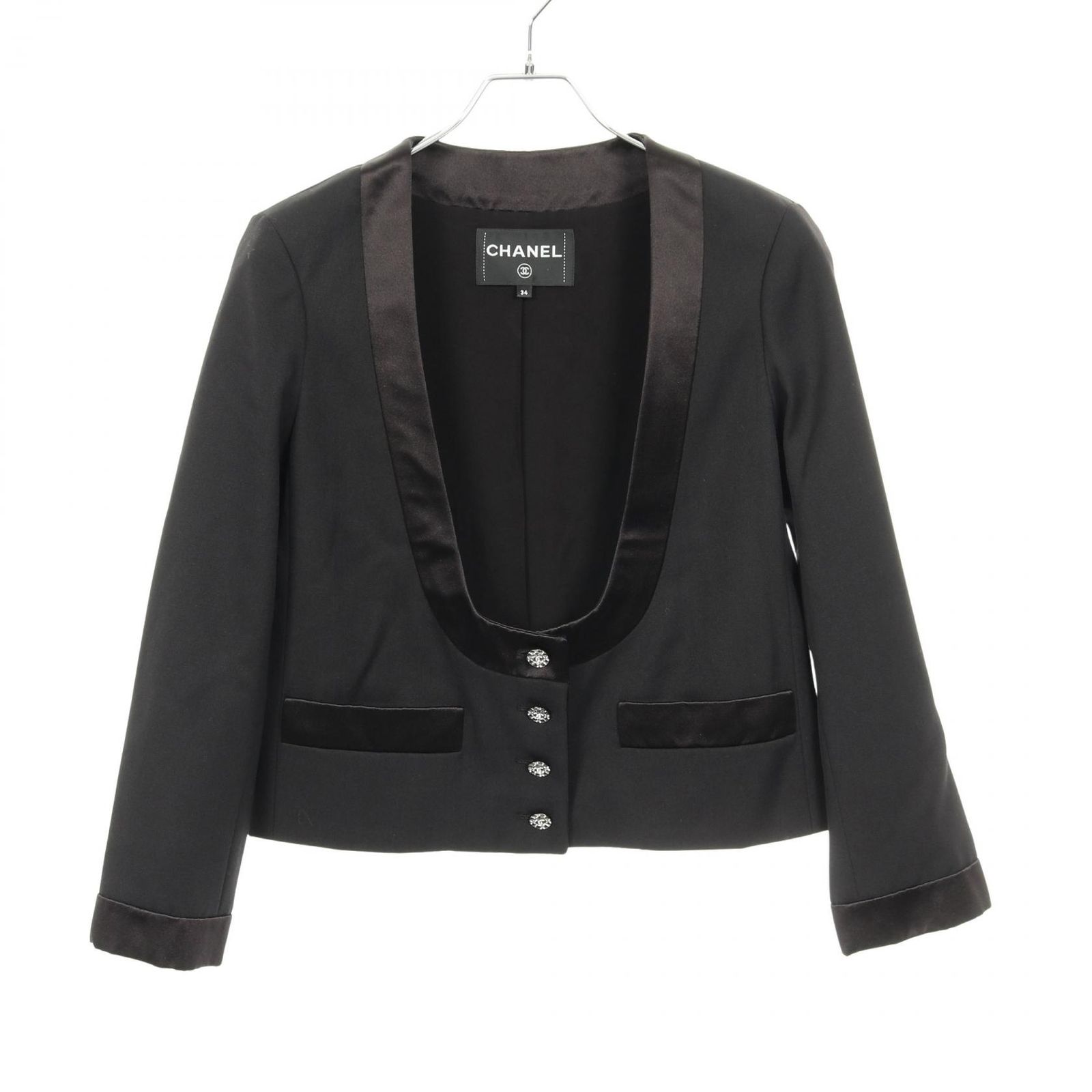 シャネル CHANEL ノー ジャケット ココマークボタン ウール ジャケット レディース Used A