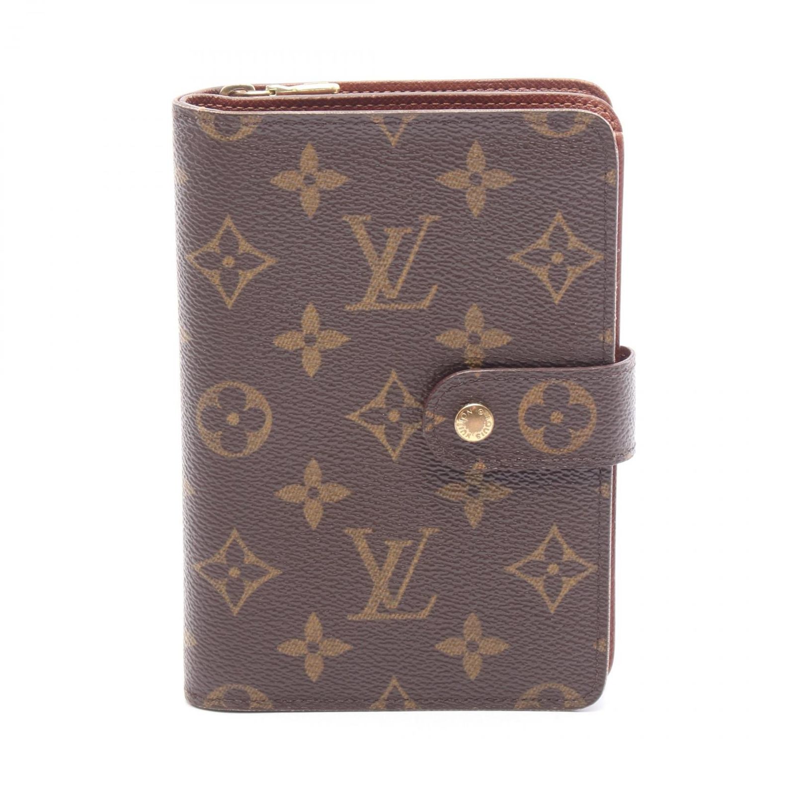 ルイ ヴィトン LOUIS VUITTON 二つ折り財布 ポルトパピエ ジップ M61207 PVCコーティングキャンバス ポルトパピエ ジップ レディース Used B
