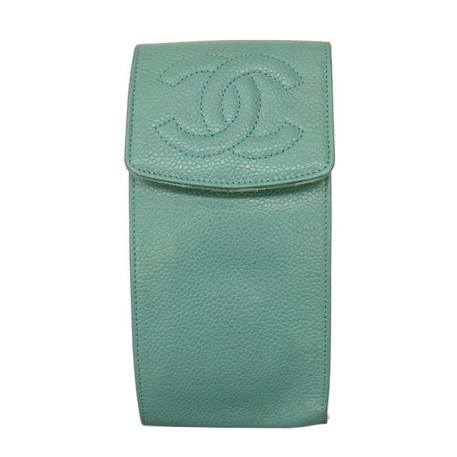 CHANEL シャネル ペンケース メガネケース キャビア グリーン系 5番台 緑 レディース メンズ 小物