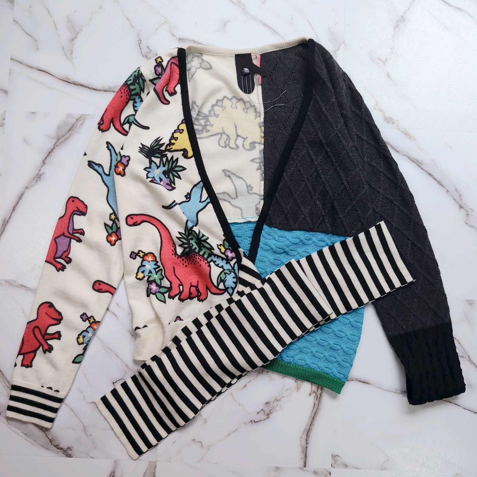 BERNHARD WILLHELM 02-03AWの復刻 恐竜柄 カシュクール ニットカーディガン S