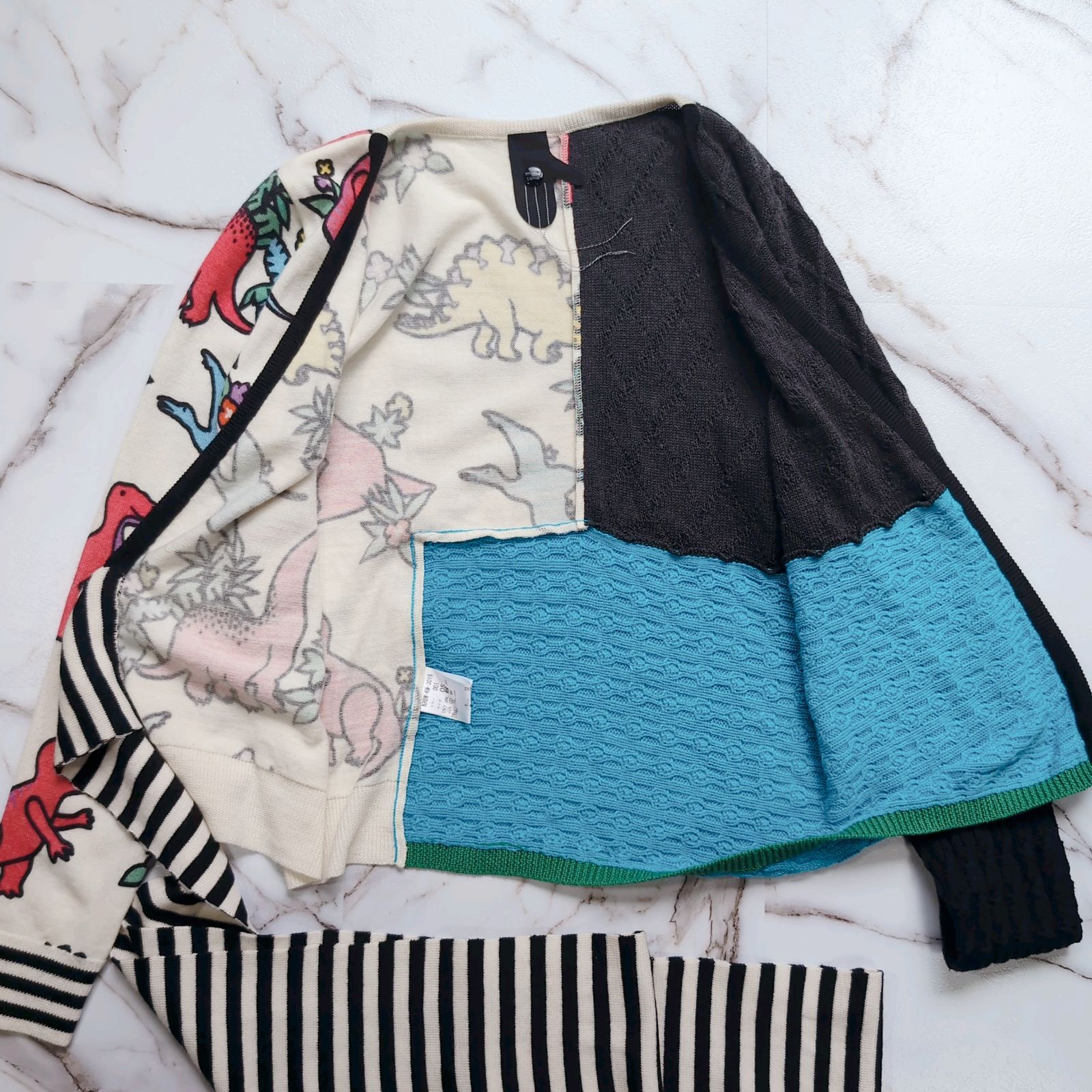 ポテンシャル BERNHARD WILLHELM 02-03AWの復刻 恐竜柄 カシュクール ニットカーディガン S 銘品の