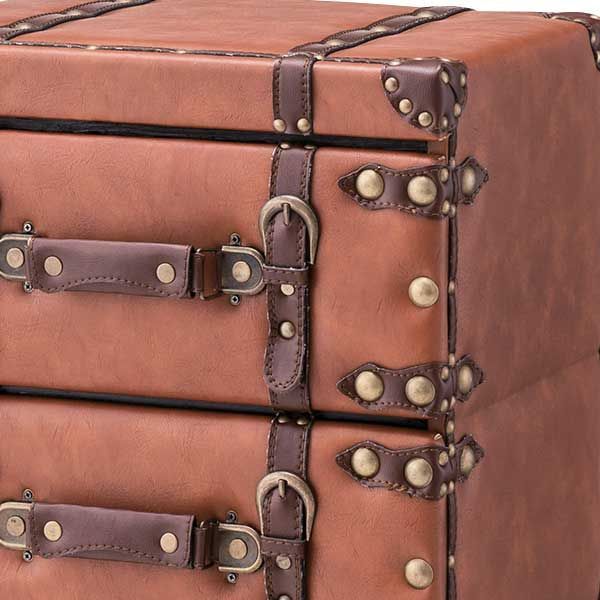 合皮製のトラディショナルなチェスト 4段 W41×D31×H75.5cm No.274