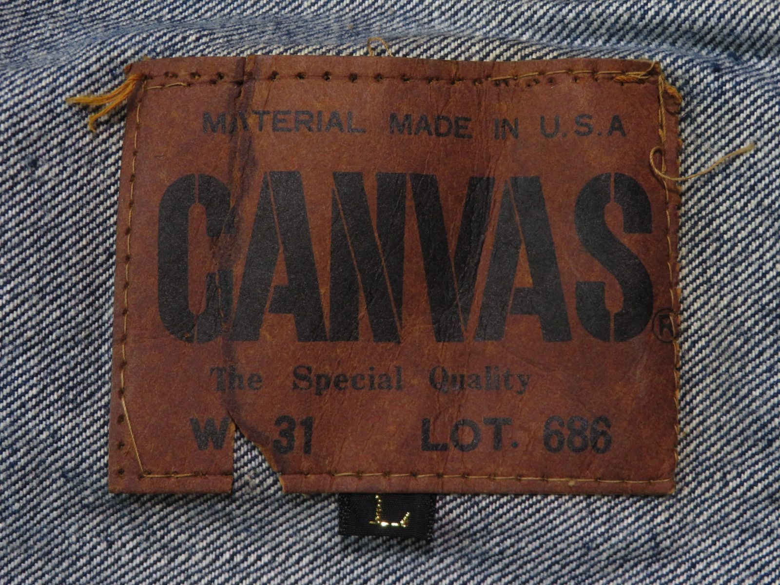 ✅️ Lサイズ CANVAS キャンバス USA生地使用 MATERIAL USA ジャパン ビンテージ 70s頃 686 デニムジャケット Gジャン 5スターボタン 2つポケット セカンド KANDAIZUMI_COM