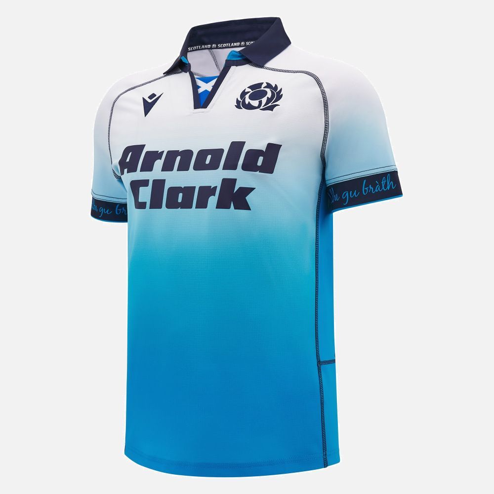 マクロン ラグビー スコットランド代表 2025 2025 スリムフィット アウェイ マッチ シャツ ジャージ 白 ホワイト 青 ブルー 紺 ネイビー 公式モデル 日本未発売