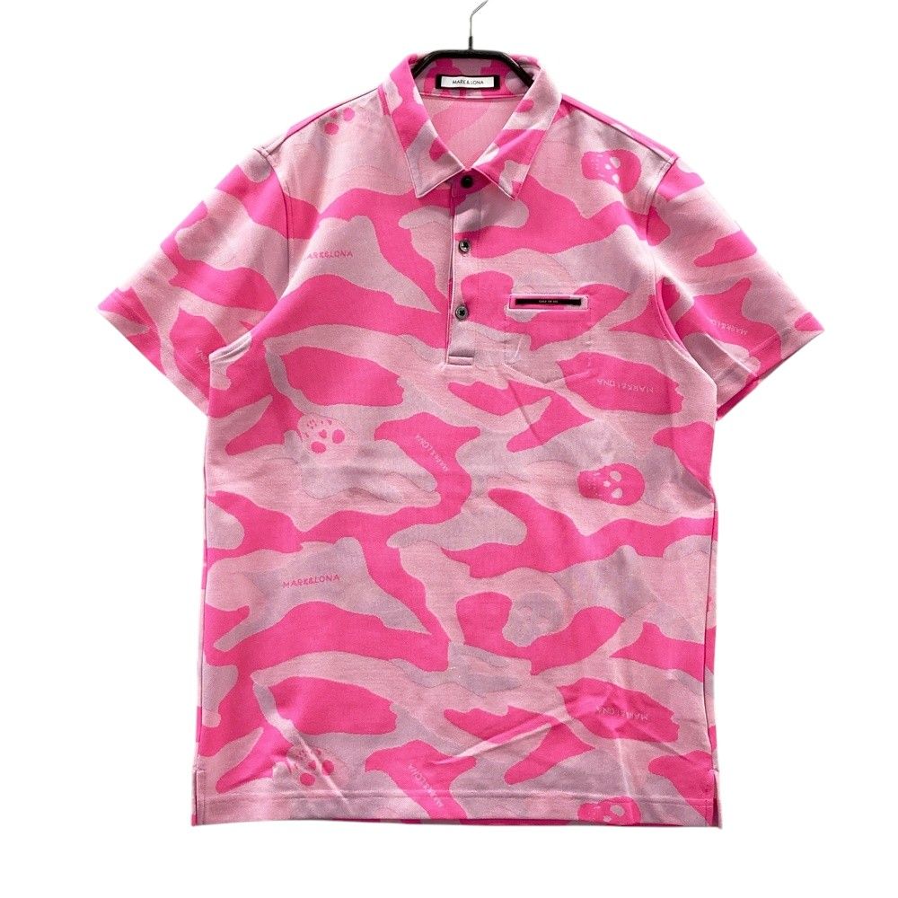 サイズ 46 MARK-LONA マークアンドロナ 半袖ポロシャツ 迷彩柄 カモフラ ピンク系 240101544368 ゴルフウェア メンズ ストスト