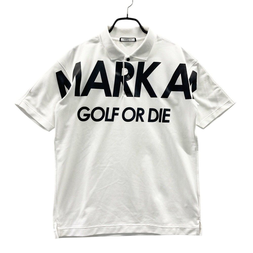 サイズ 46 MARK LONA マークアンドロナ 半袖ポロシャツ ビッグロゴ ホワイト系 ゴルフウェア メンズ ストスト