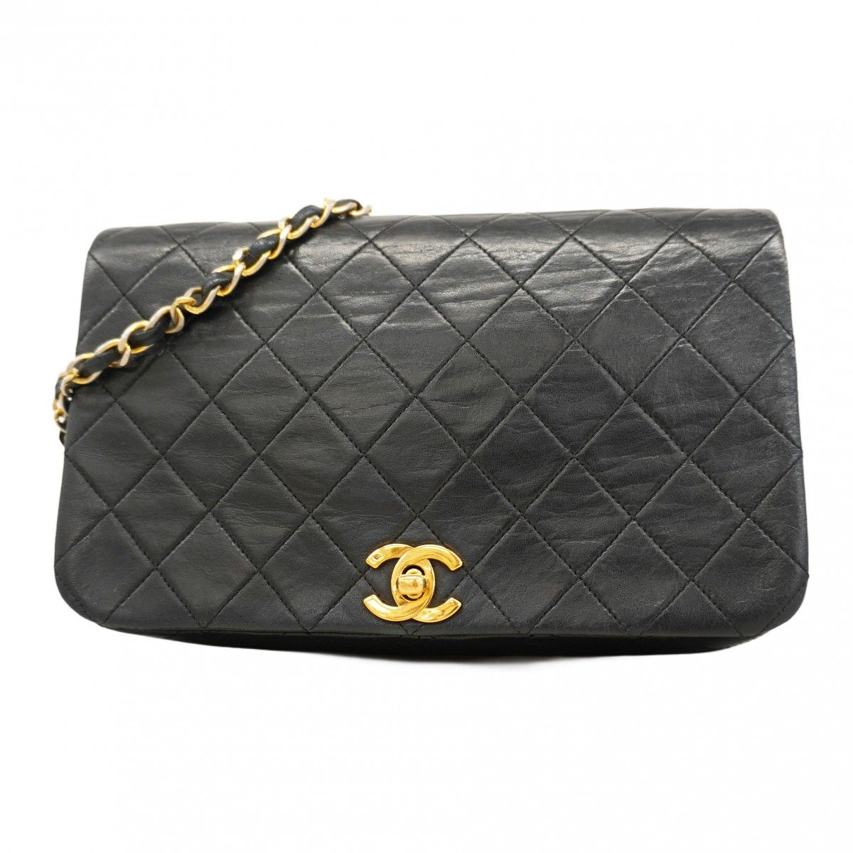 5me5899-h シャネル ショルダーバッグ マトラッセ ラムスキン ブラック ゴールド金具 レディース