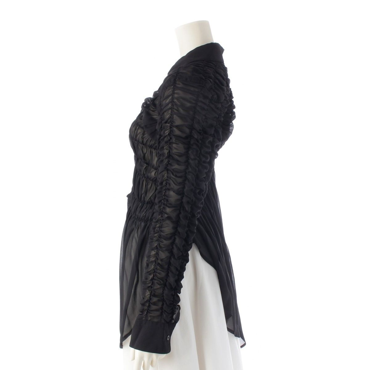 シアー素材 ロングシャツ