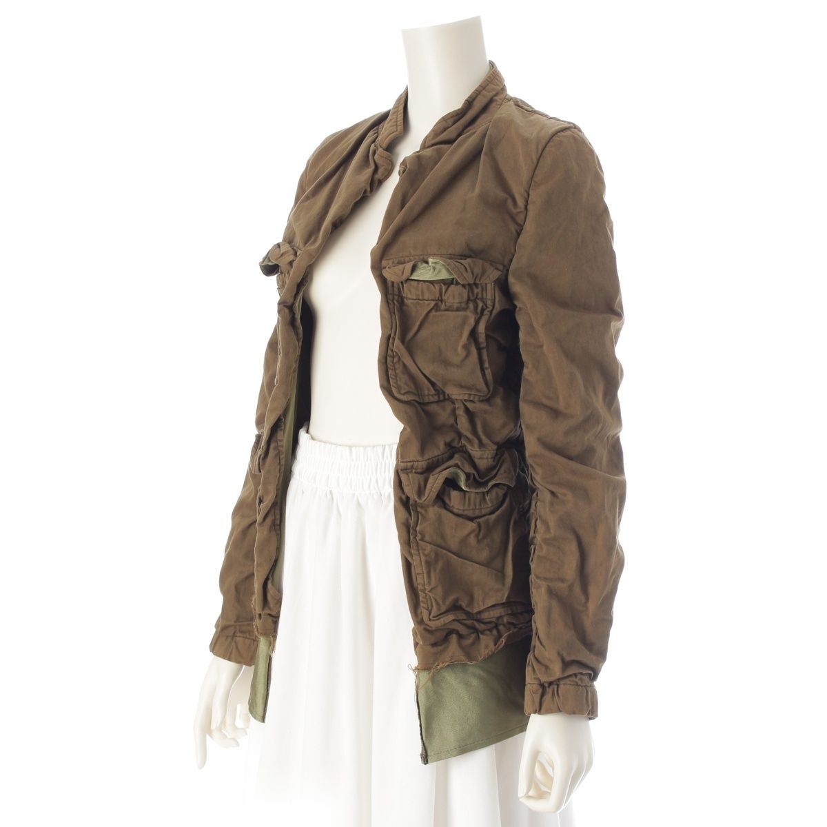 コムデギャルソン AD1999 製品染め ドッキング ボタンレス ジャケット ブルゾン GJ-10005S カーキ S