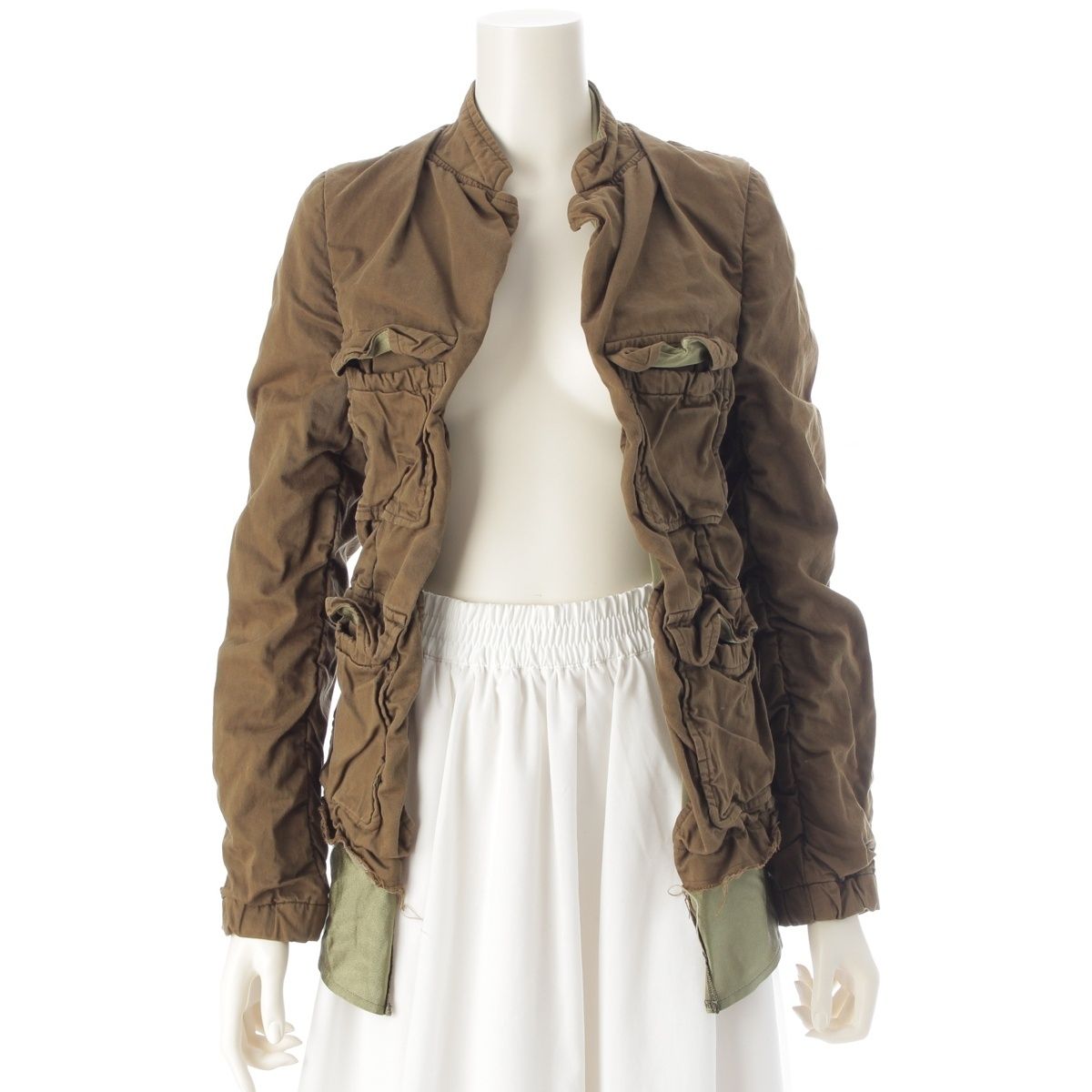 コムデギャルソン AD1999 製品染め ドッキング ボタンレス ジャケット ブルゾン GJ-10005S カーキ S