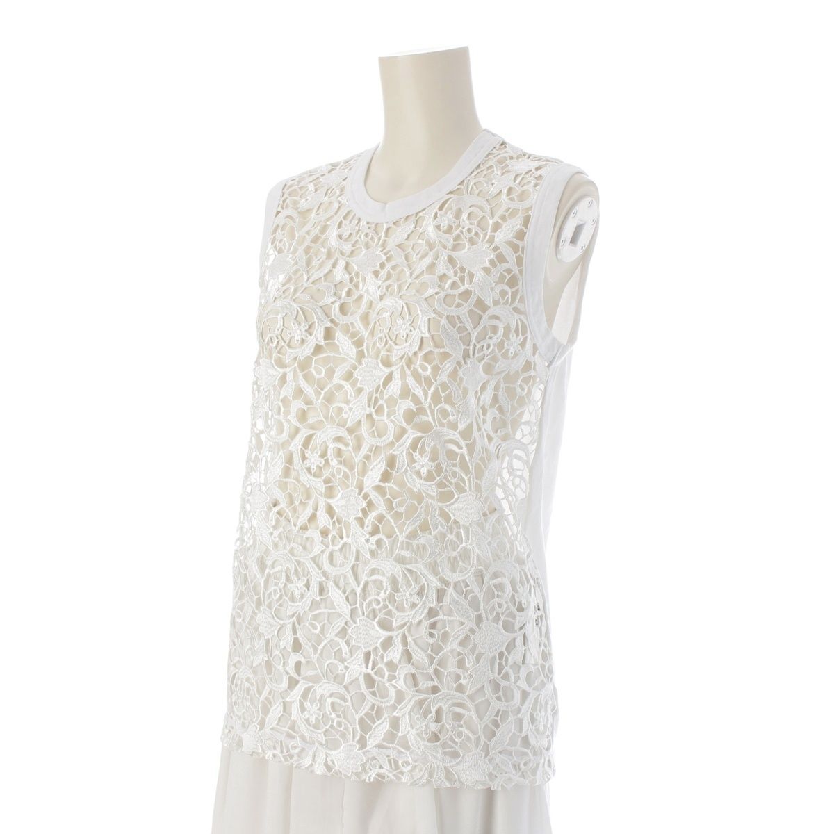 コムデギャルソン AD 2021 花柄 レース ノースリーブ カットソー RI-T 013 ホワイト S