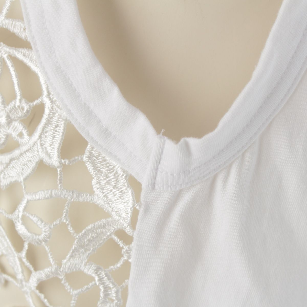  コムデギャルソン AD 2021 花柄 レース ノースリーブ カットソー RI-T 013 ホワイト S ノースリーブ Tシャツ カットソー