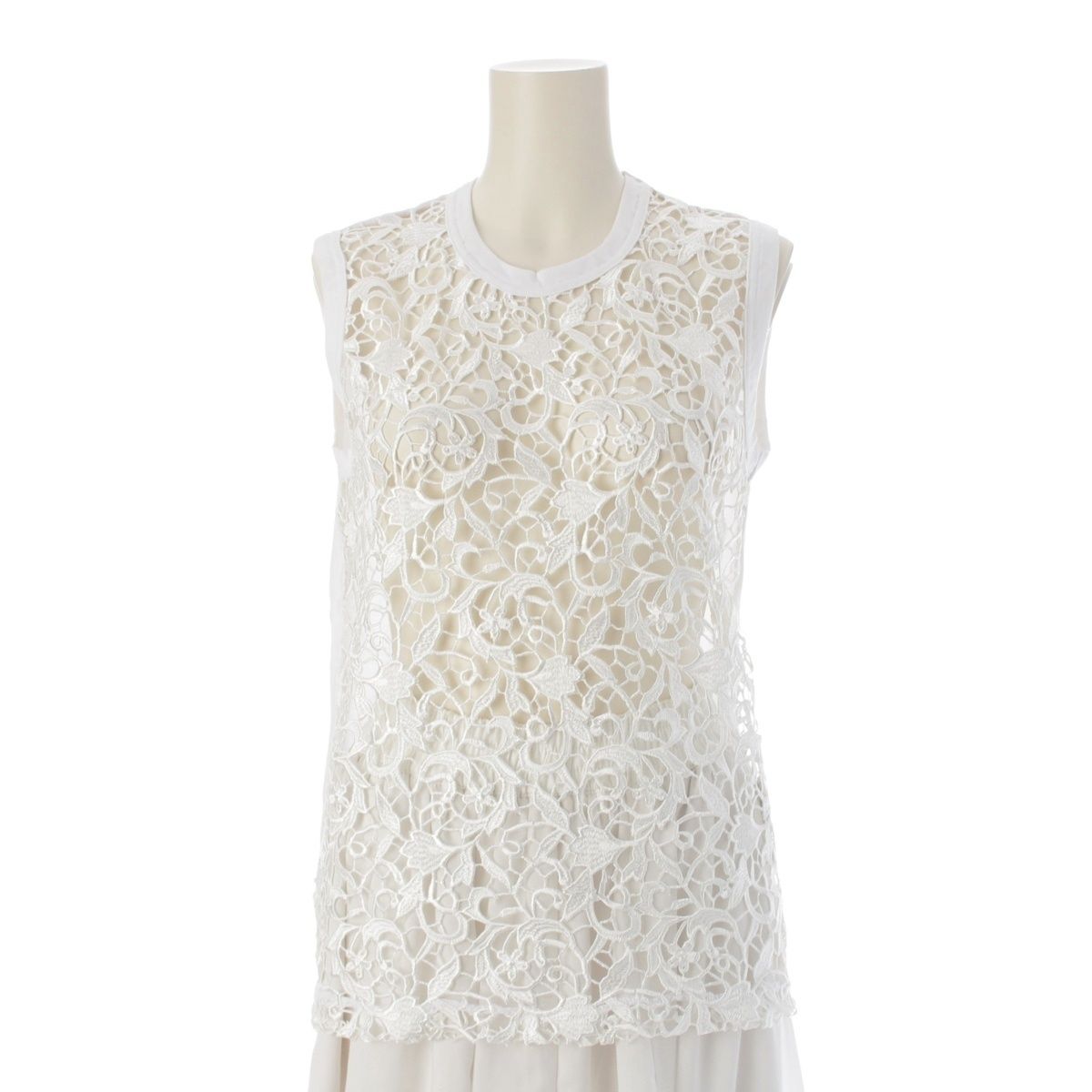 コムデギャルソン コムデギャルソン AD2021 花柄 レース ノースリーブ カットソー RI-T013 ホワイト S