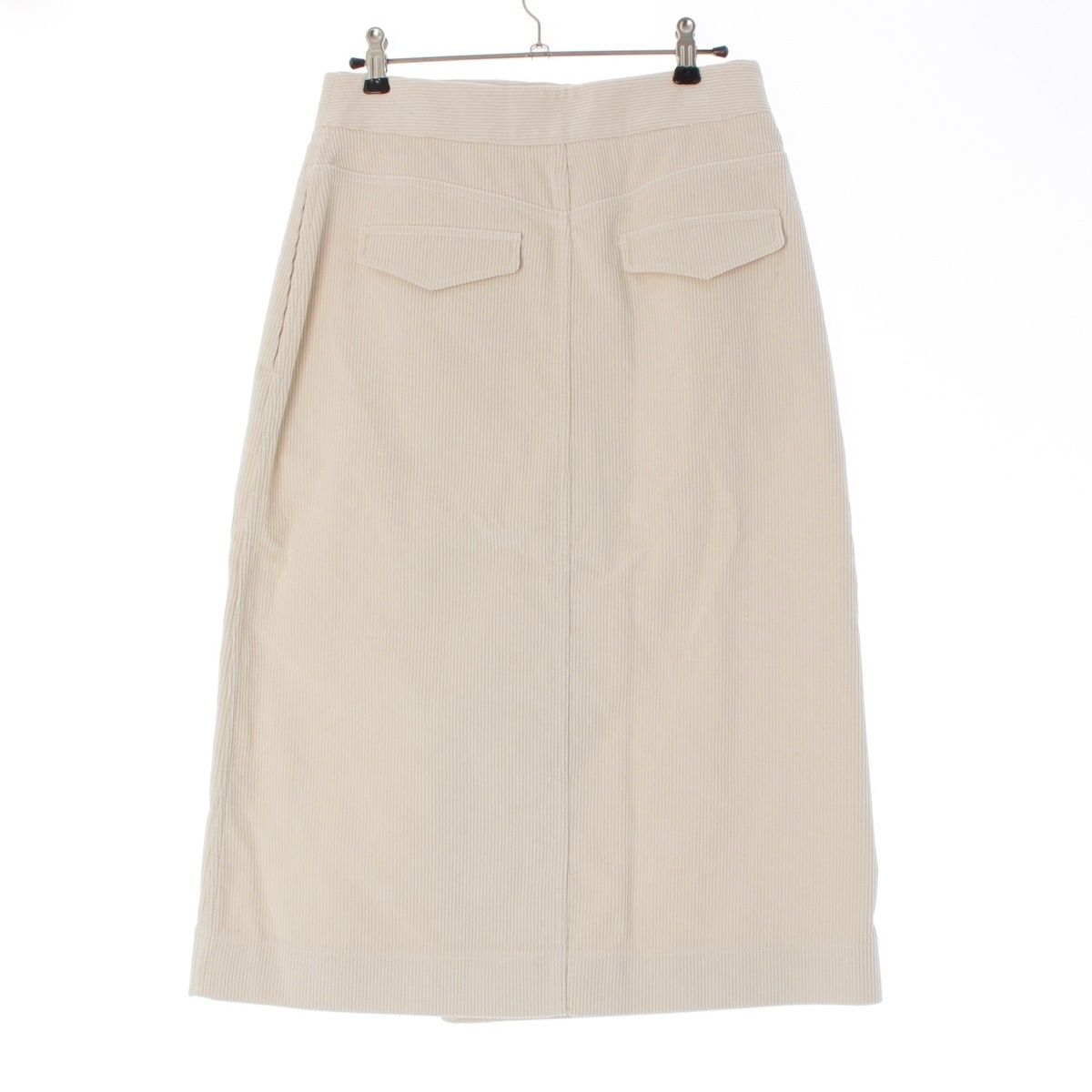 マリアマクマナス コットン コーデュロイ メタルボタン ロング ペンシル スカート オフホワイト