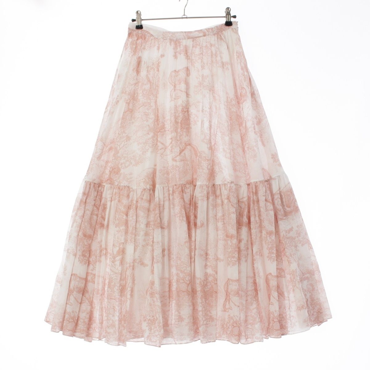 クリスチャンディオール 19SS コットン 総柄 トワルドュジュイ ボリューム フ スカート ボトムス 911J29A3802 ホワイト ピンク 36