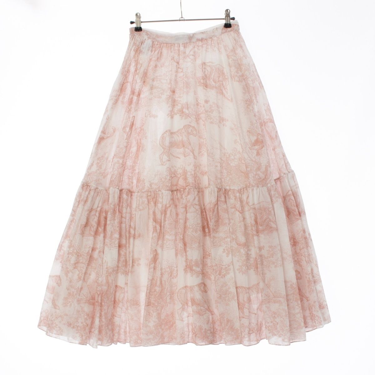 クリスチャンディオール 19SS コットン 総柄 トワルドュジュイ ボリューム フ スカート ボトムス 911J29A3802 ホワイト ピンク 36