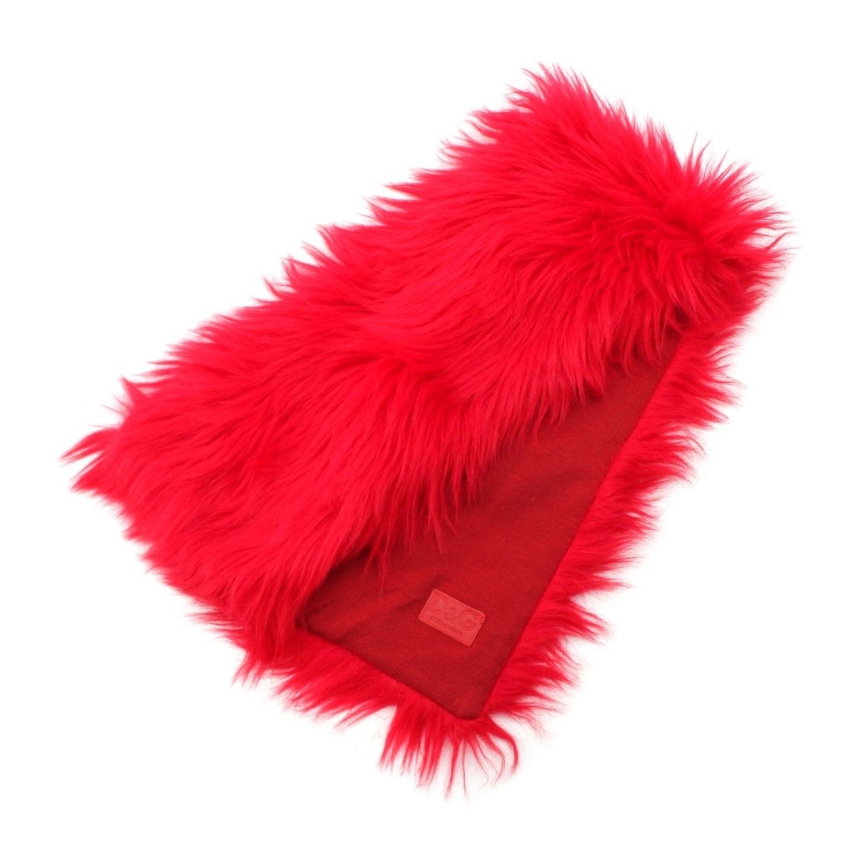 ドルチェアンドガッバーナ モダール アクリル ウール Ⅾ-G シャギー ニット マフラー レッド