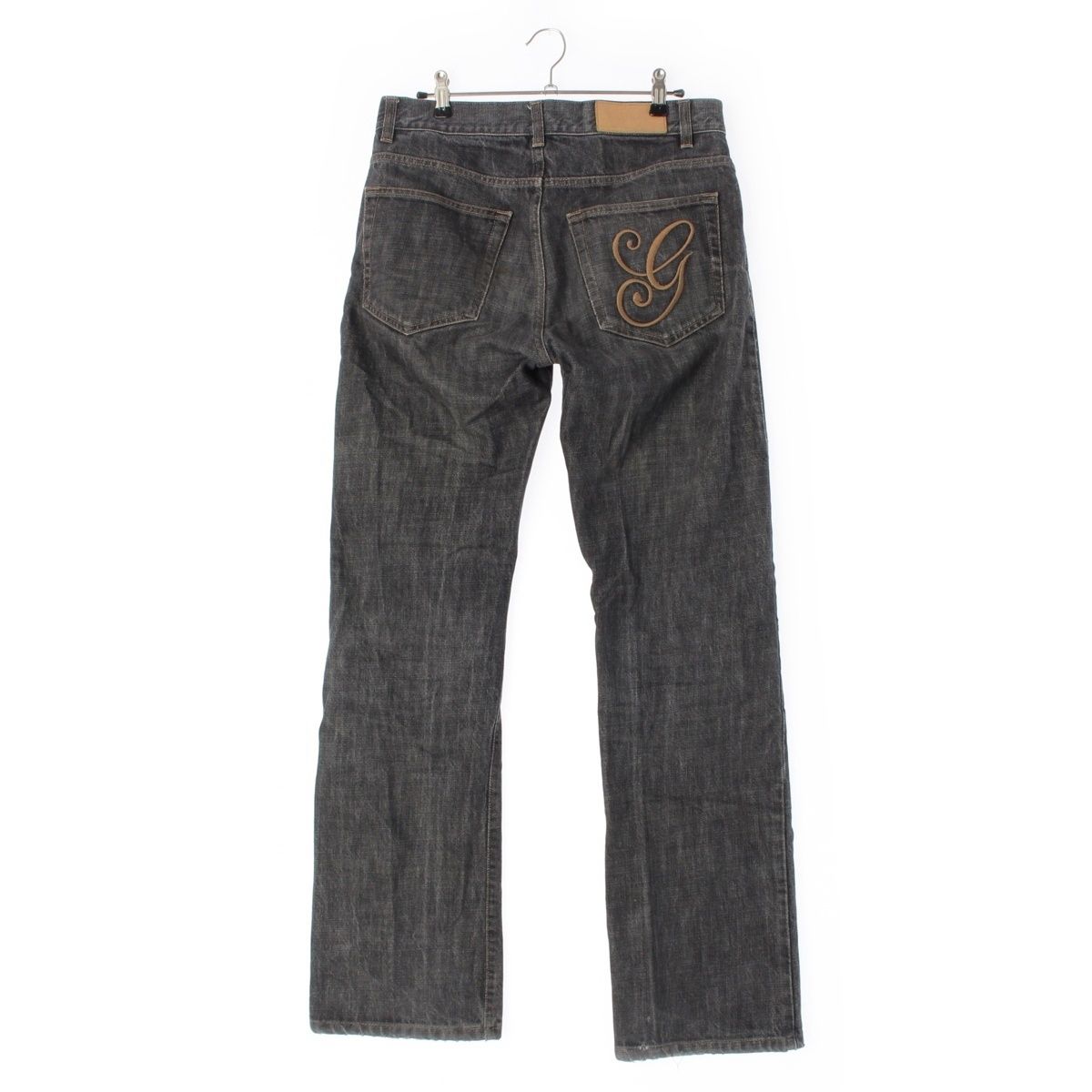 グッチ コットン トムフォード期 ロマンティックG セミフ ダメージ加工 デニムパンツ ジーンズ ボトムス ブラック 46