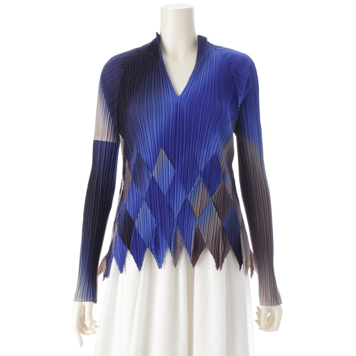 イッセイミヤケ フェット ダイヤモンド グラデーション スキッパー トップス トップス IF44FJ738 ブルー系 マルチ 03