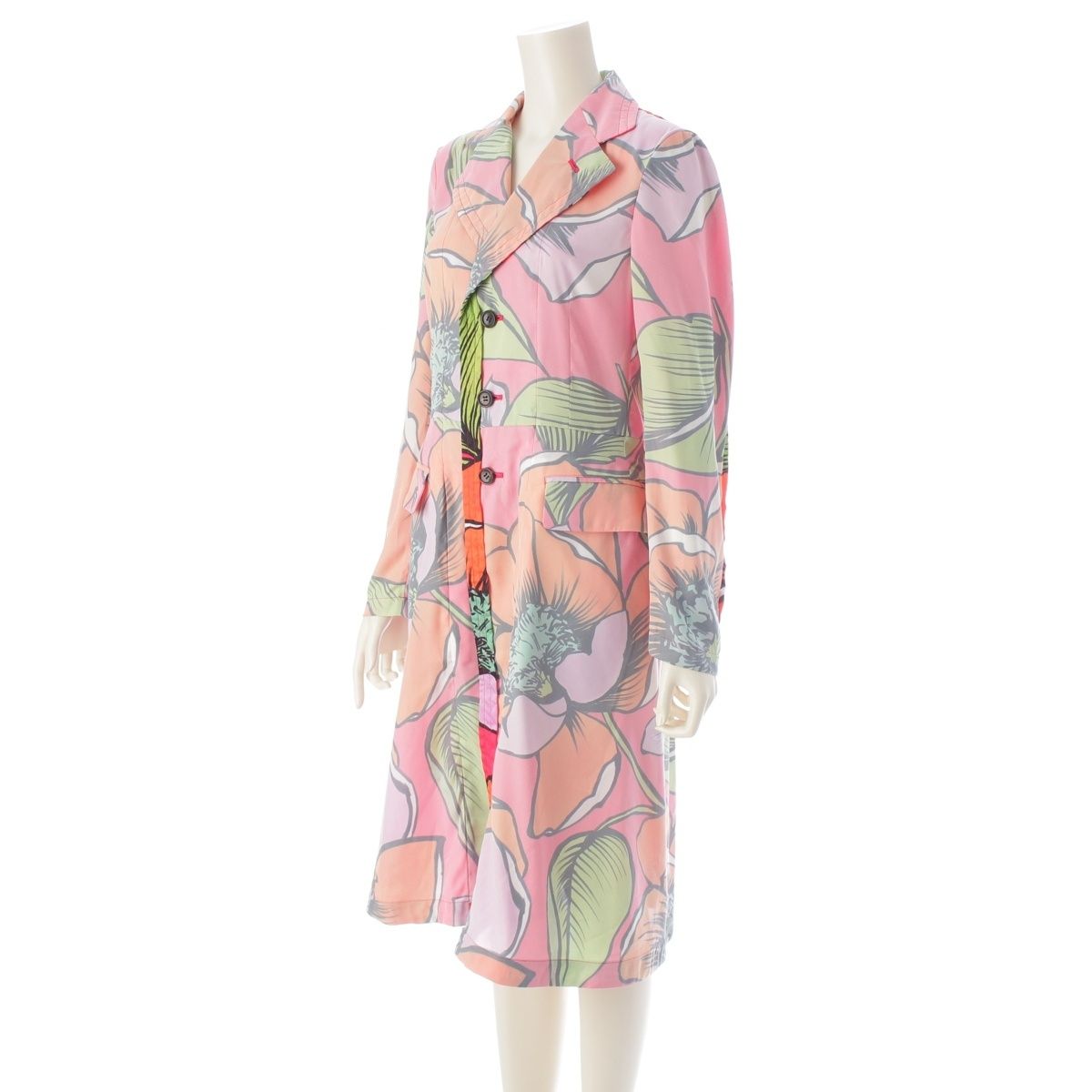 コムデギャルソン フローラル 総柄 クレープ アウター トップス コート GM-J005 マルチ S