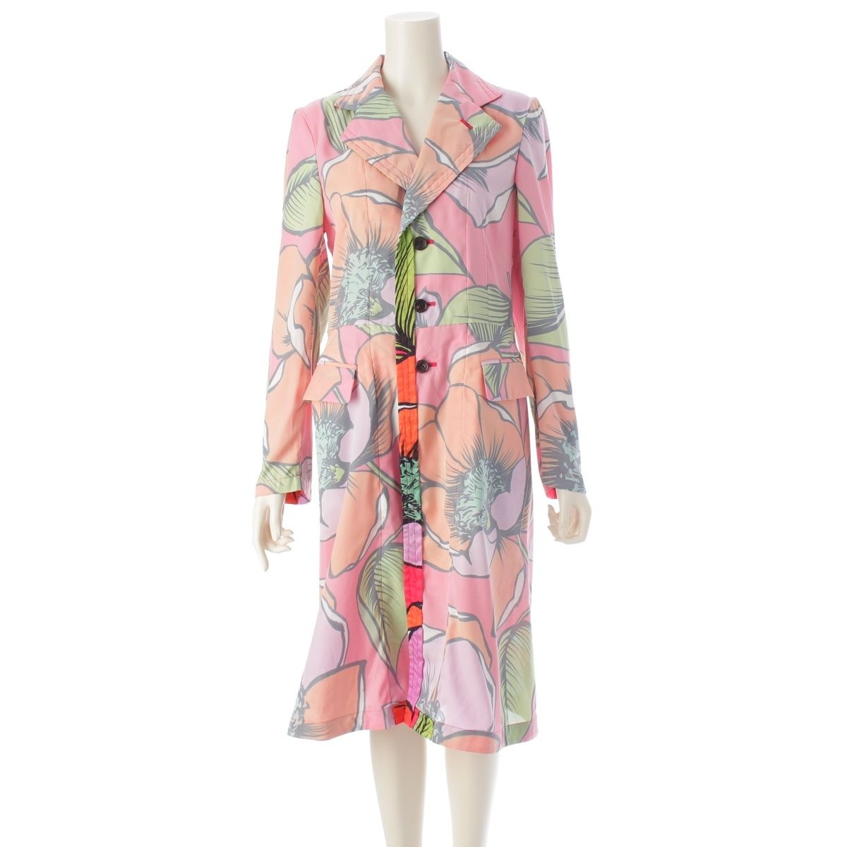 コムデギャルソン フローラル 総柄 クレープ アウター トップス コート GM-J005 マルチ S