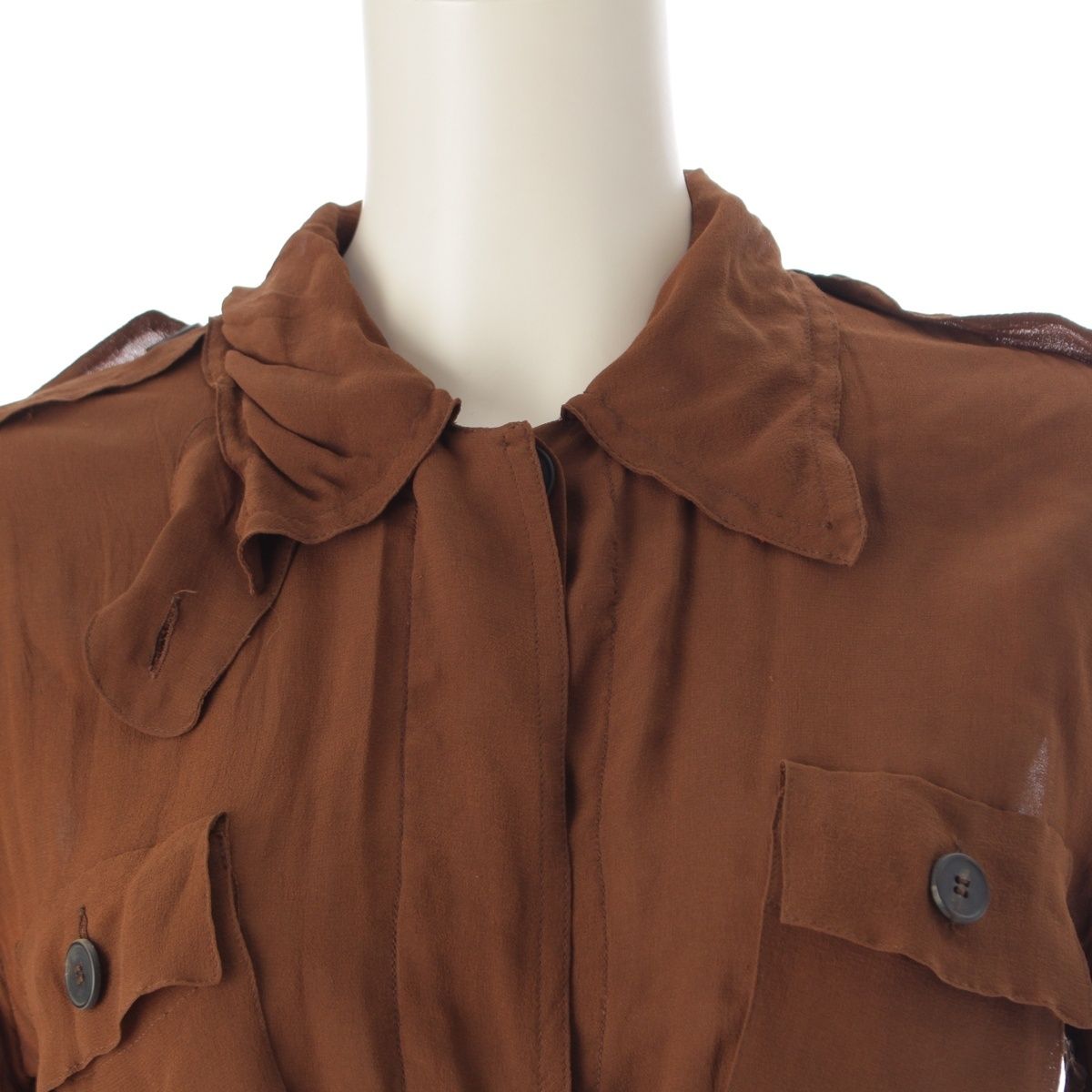 イヴ サンローラン シルク ヴィンテージ シアー ジャケット スカートセットアップ ブラウン 34 MAAHADDERANG_COM