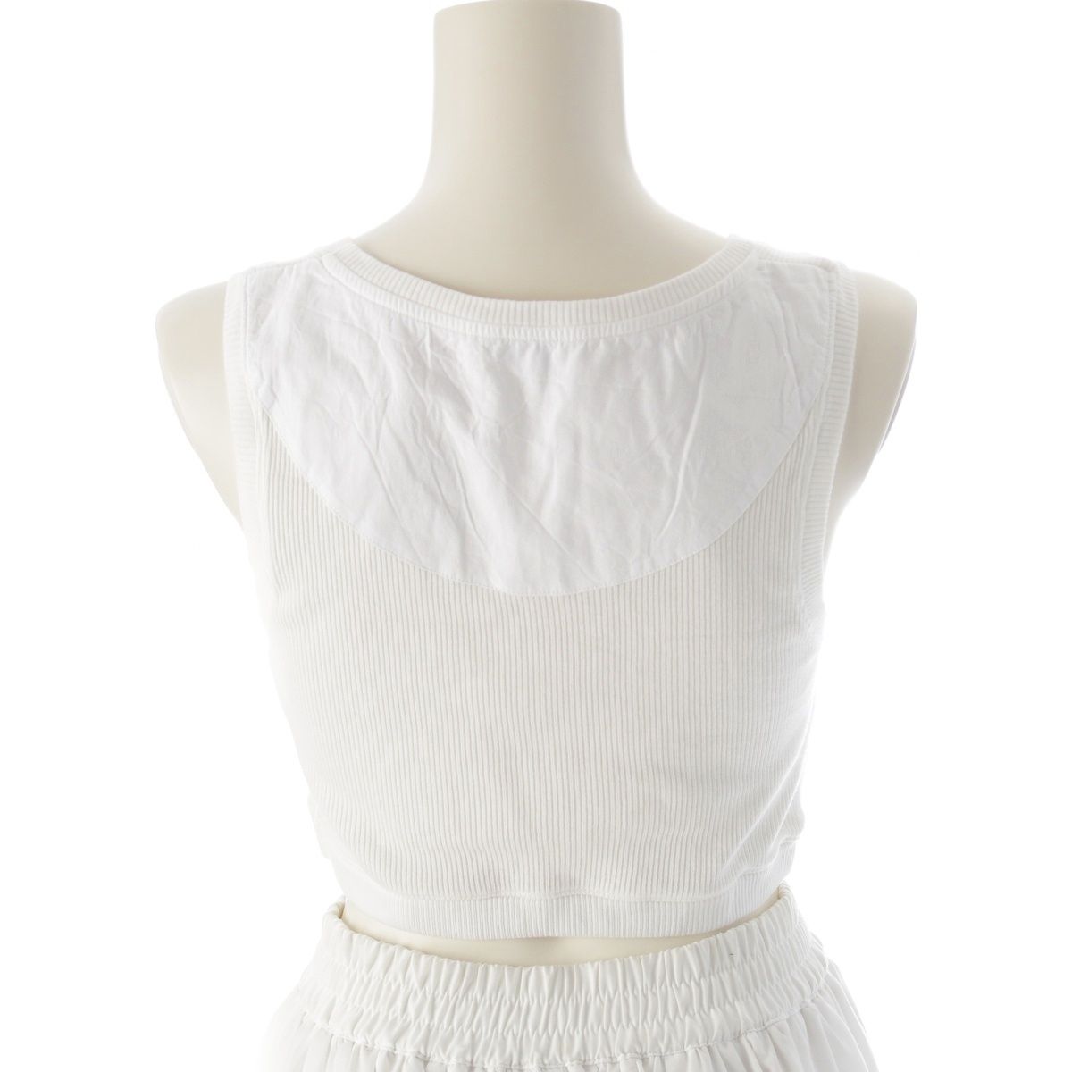  ロエベ コットン ANAGRAM アナグラム 刺繍 リブ クロップド タンクトップ トップス ホワイト S タンクトップ トップス