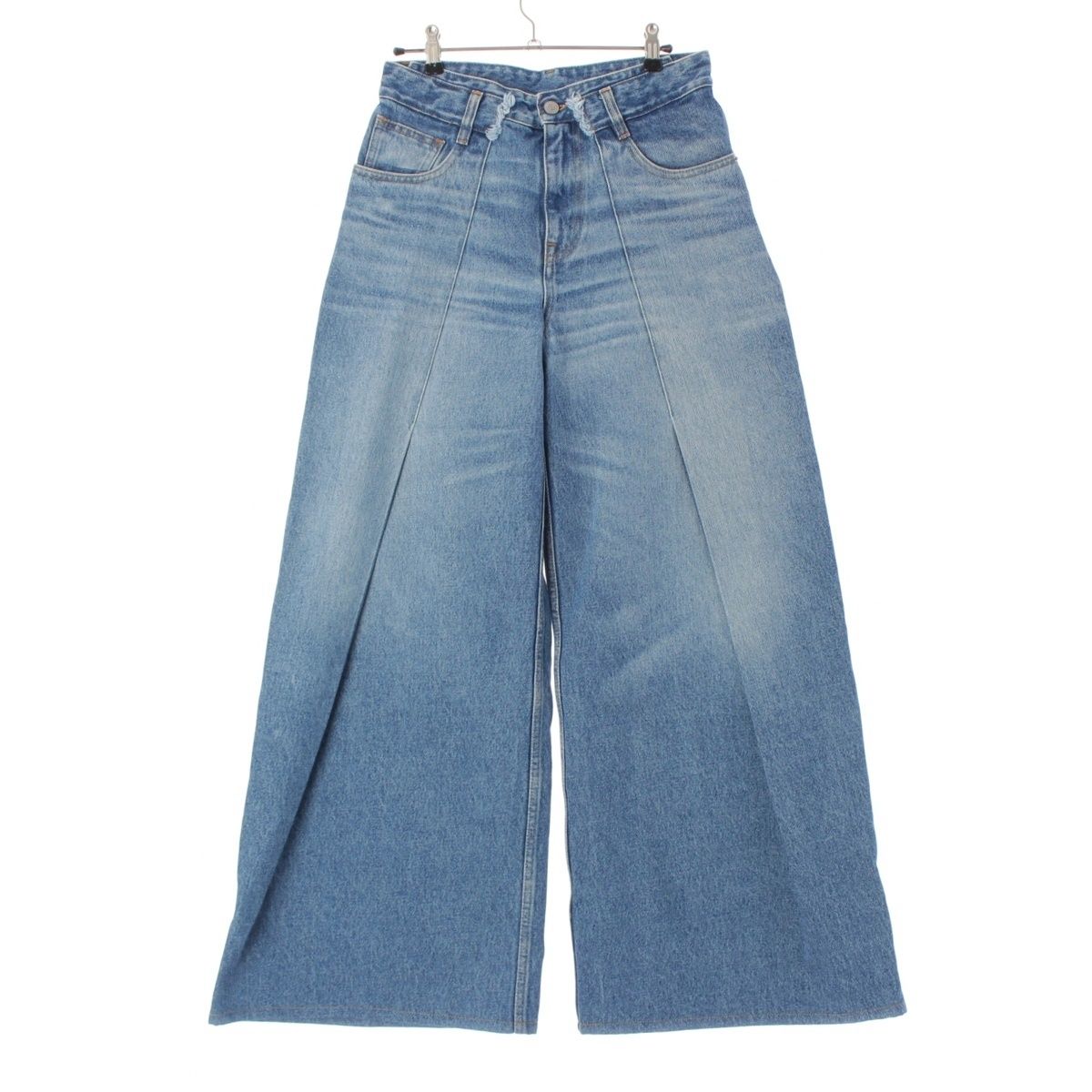 エムエムシックス 21年 コットン ピンタック フ ワイド デニムパンツ ボトムス S52LA0143 インディゴ 38