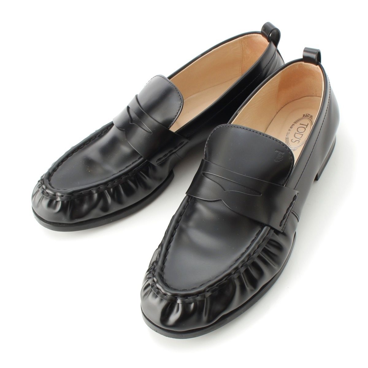 トッズ レザー モカシン ローファー シューズ XXW02E0EC60OG9B999 ブラック 39 1 2