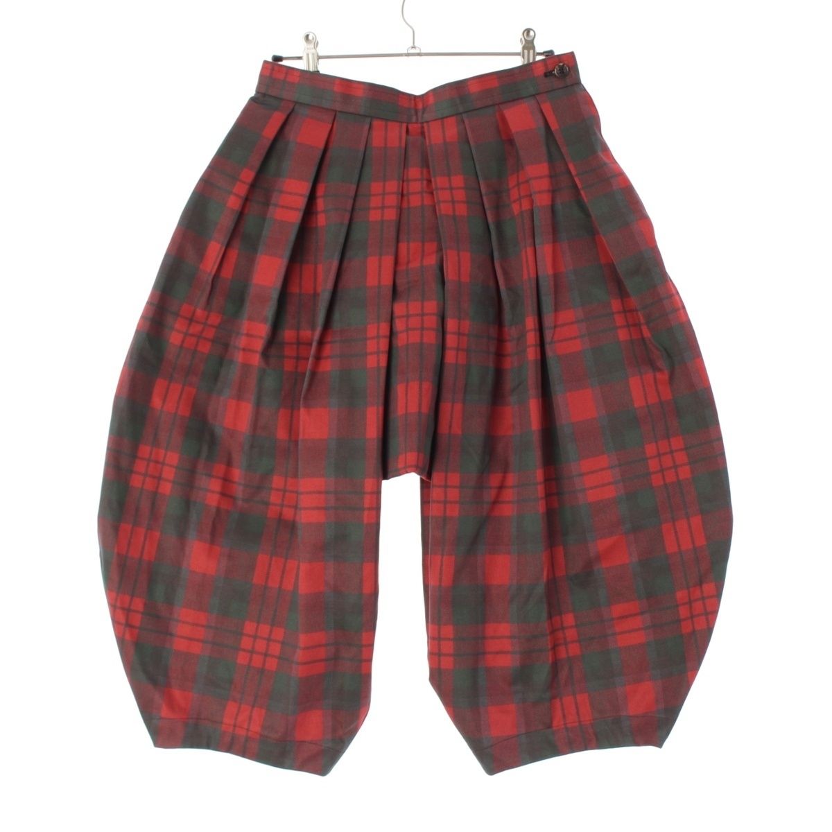 コムデギャルソン AD 2016 チェック柄 バルーン ボリューム パンツ RR P 005 レッド系 XS