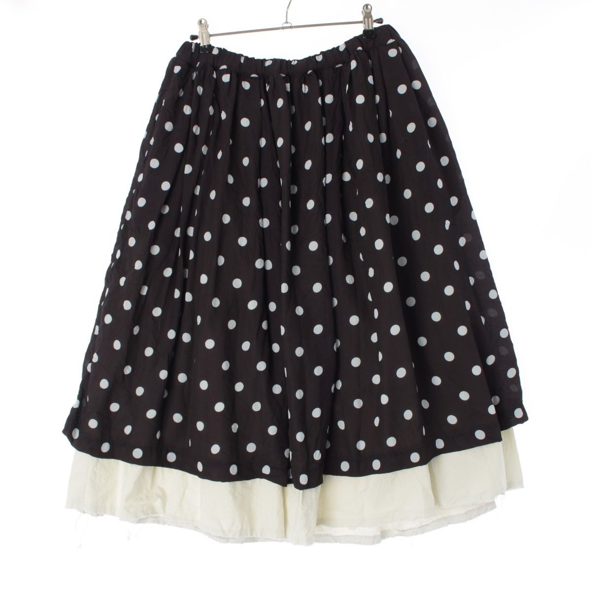 コムデギャルソン コムデギャルソン AD2018 ドットプリント 二重 ボリューム スカート ボトムス RC-S024 ブラック×ブルー系 S