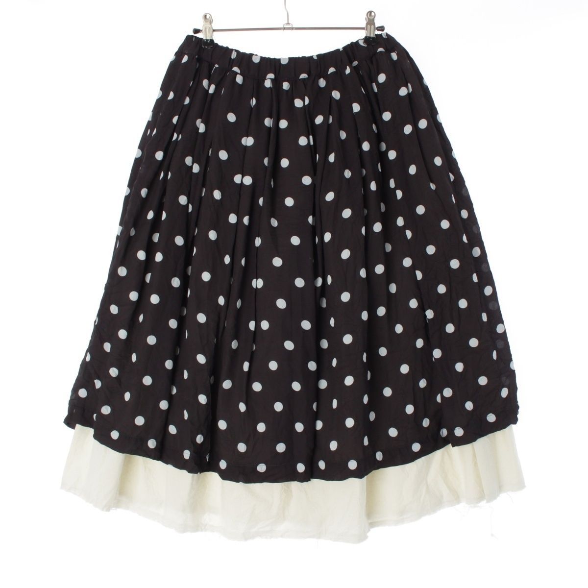 コムデギャルソン コムデギャルソン AD2018 ドットプリント 二重 ボリューム スカート ボトムス RC-S024 ブラック×ブルー系 S