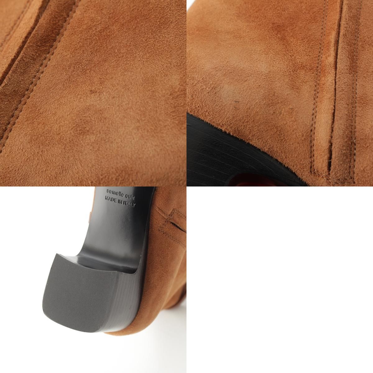  エルメス オマージュ スウェード Hバックル スクエアトゥ ショート ブーツ シューズ ブラウン 37 1 2 その他 ブーツ