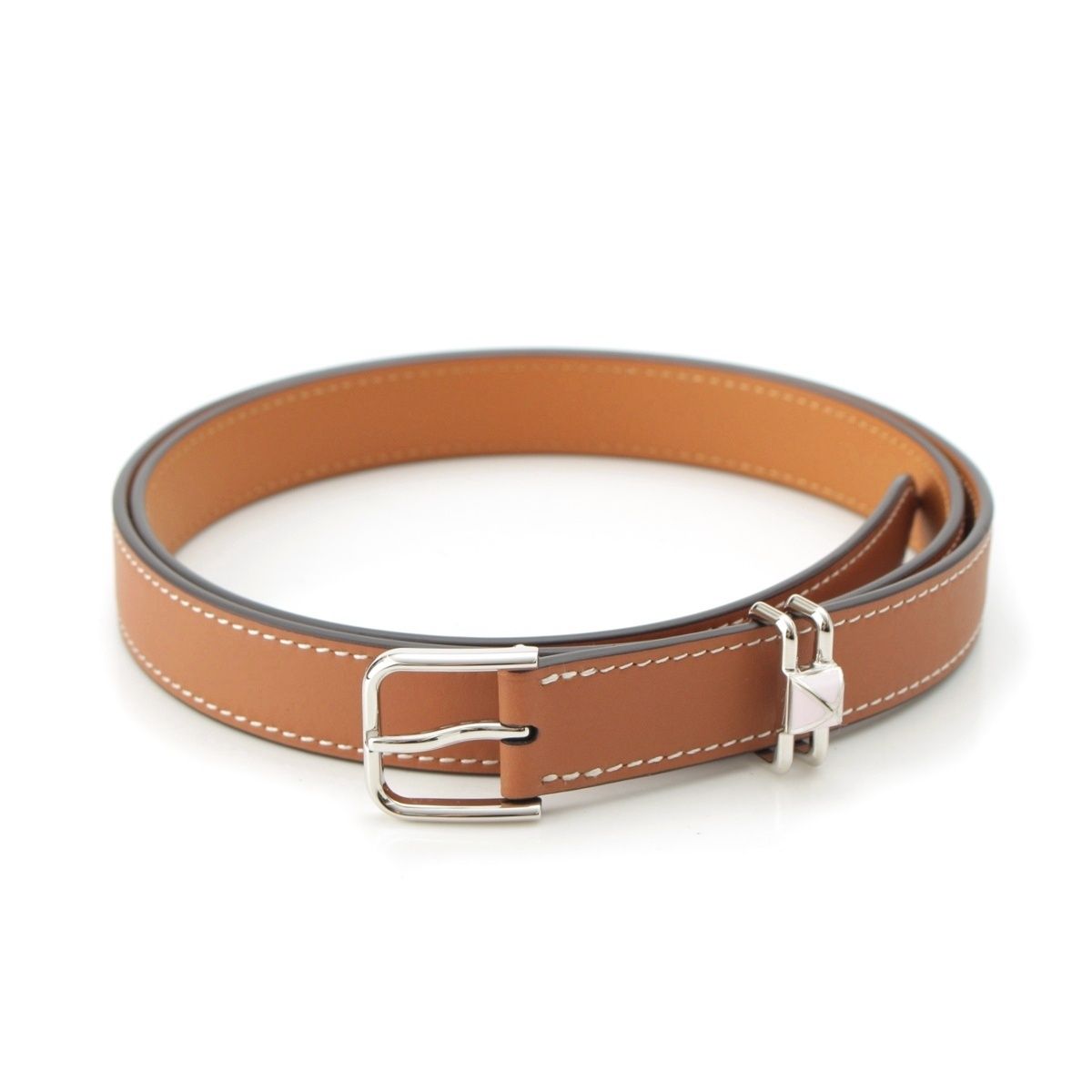 エルメス W刻印 ミニ クルー20 シルバー金具 ベルト ゴールド ブラウン系 85