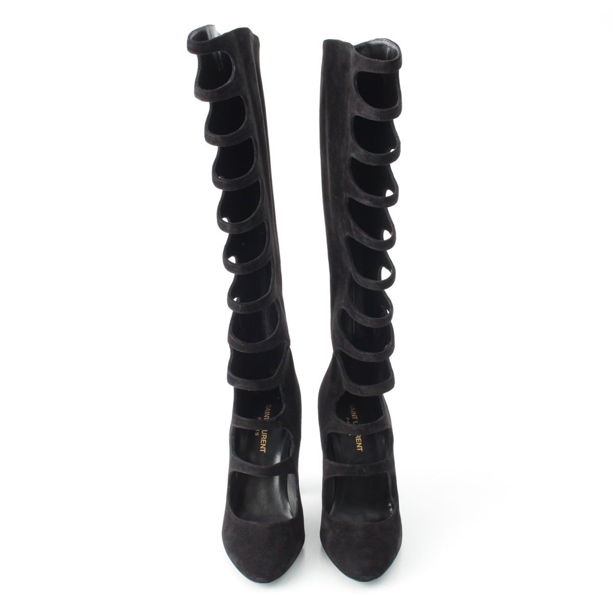 サンローラン スエード JOPLIN CUTOUT カットアウト ブーツ シューズ ロング 529687 ブラック 37