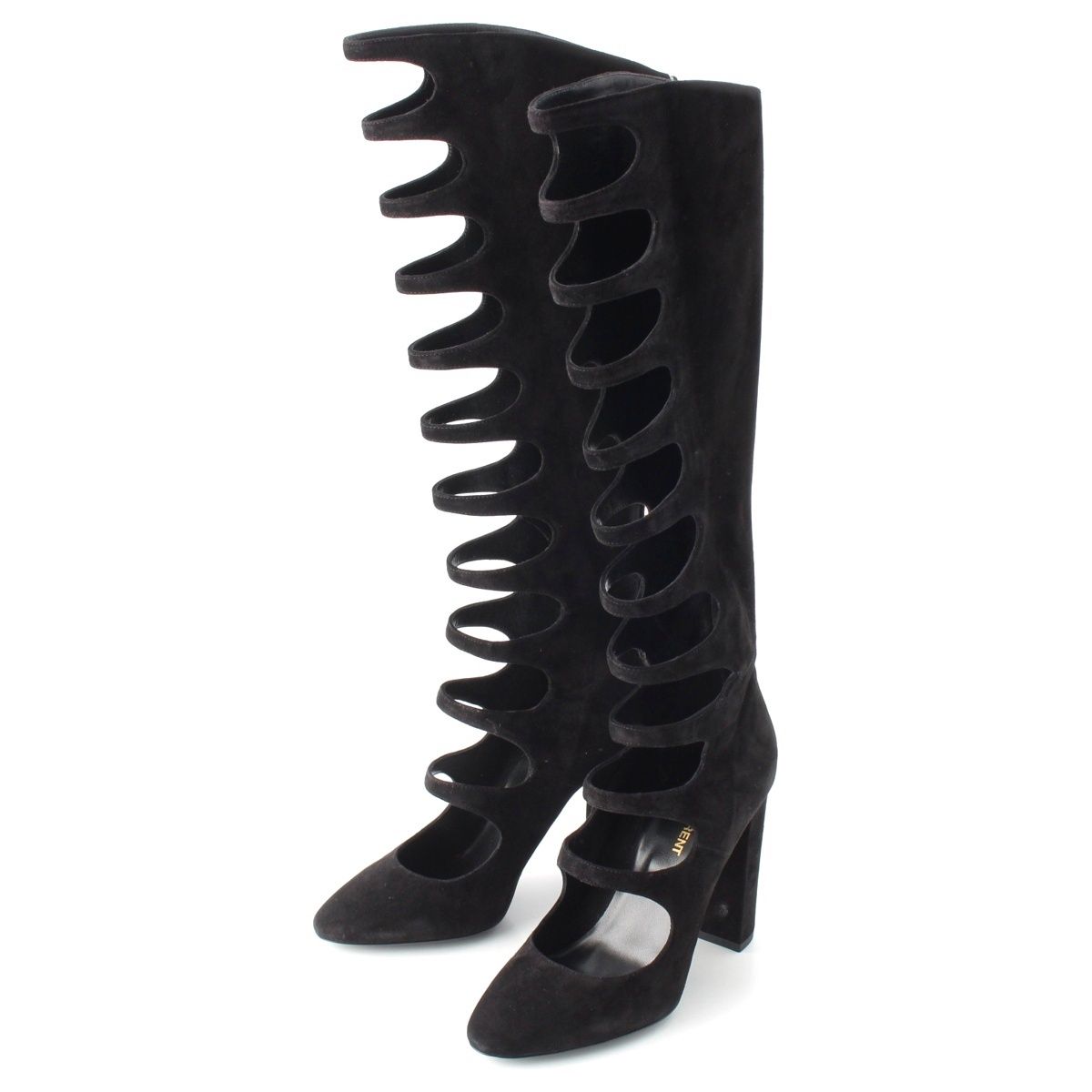 サンローラン スエード JOPLIN CUTOUT カットアウト ブーツ シューズ ロング 529687 ブラック 37
