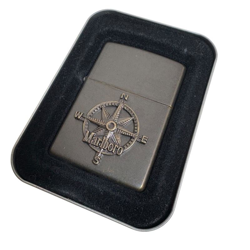 Marlboro マルボロ Adventure Team ZIPPO ジッポ コンパスデザイン メタル ケース付き 1997年製 Made in USA BRADFORD製 モデル オイルライター