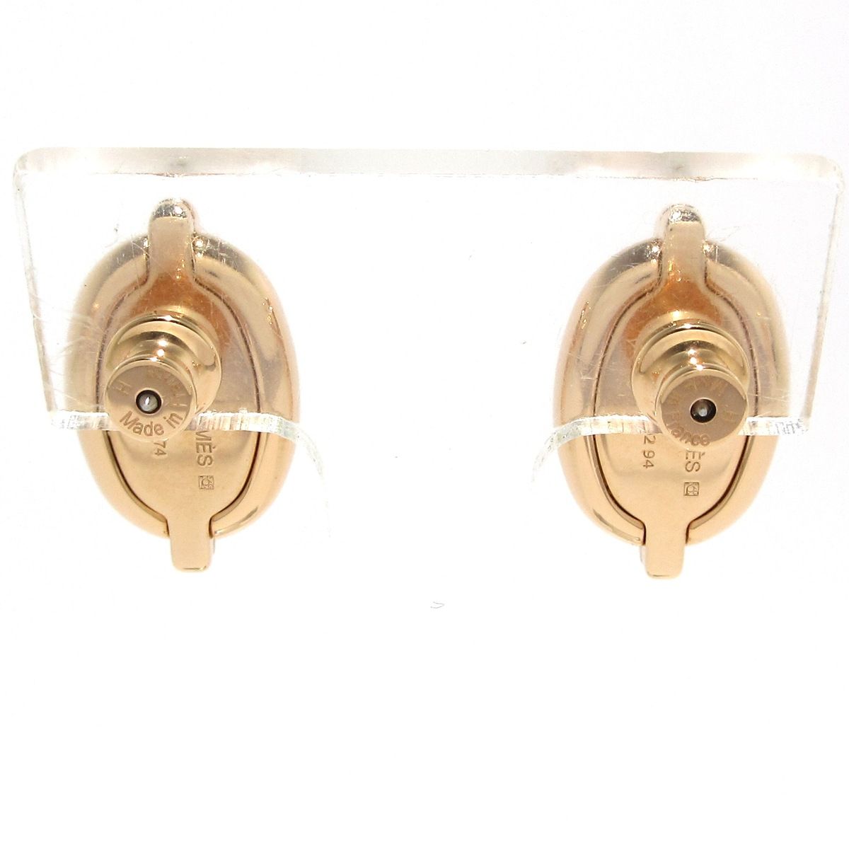 HERMES エルメス ピアス ミニ マイヨン ピンクゴールド×グレージュ WWW_SHINETEETH_COM