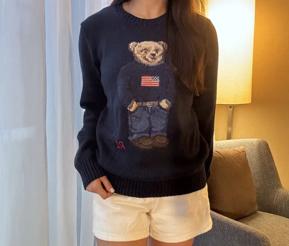 ポロ ラルフローレン ベア ニット ネイビー