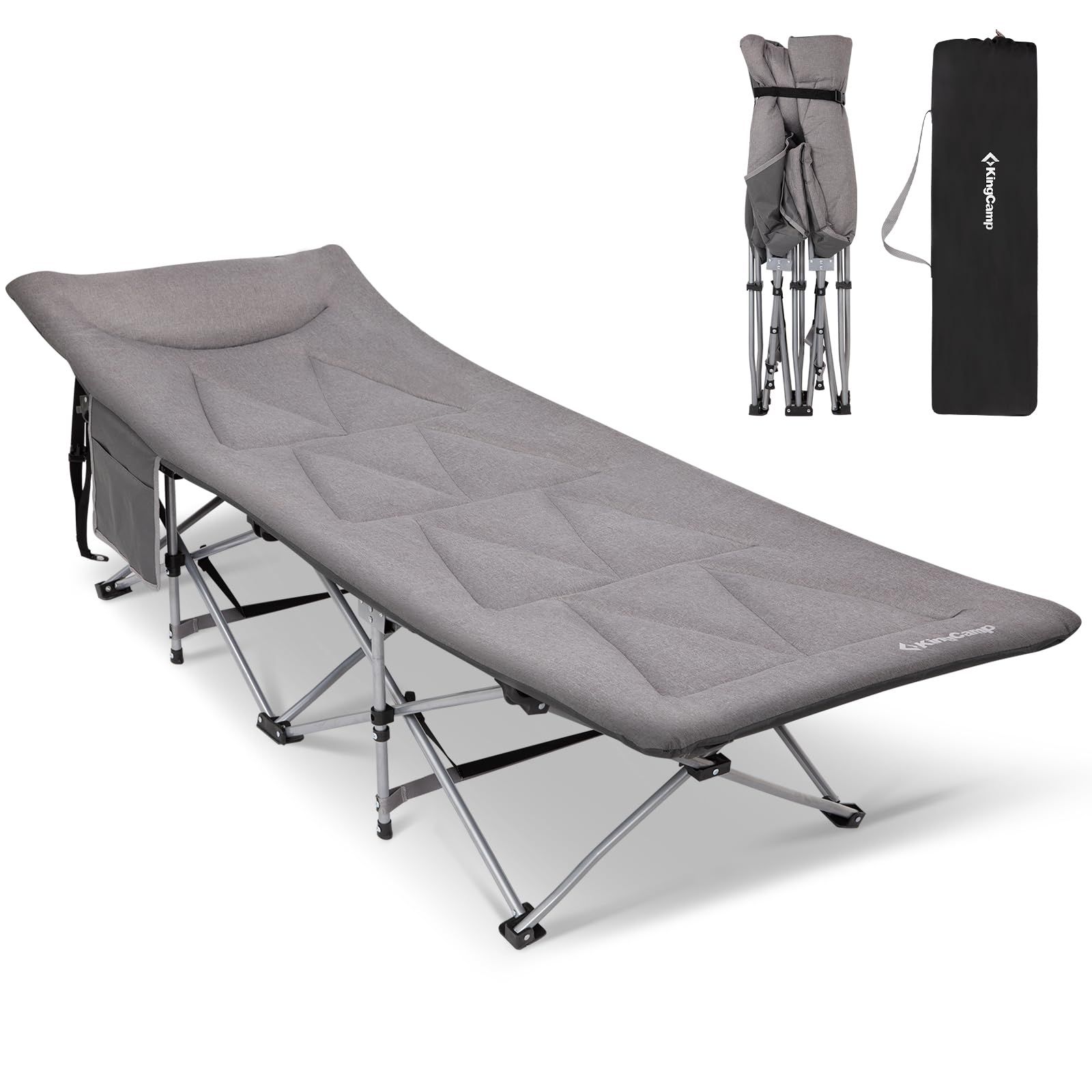 KingCamp 折りたたみベッド 簡易ベッド キャンプ コット 組立不要 耐荷重180kg スチール製 丈夫 安定 防水加工 通気性 収納袋付き アウトドア 室内外兼用 庭 ビーチ サマーベッド 昼寝