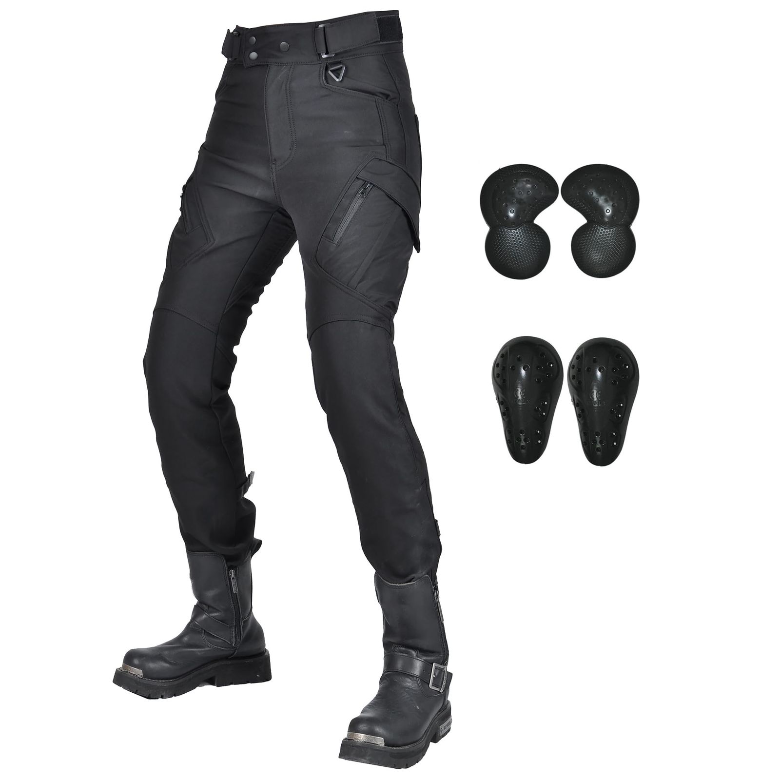 RENHE ライディングパンツ 冬 レディース バイクパンツ 防寒 ライダースパンツ 裏ボア バイクズボン プロテクター付き バイク用ウインターパンツ 防水防風 レーシングパンツ 防寒保温 ブラック XSサイズ