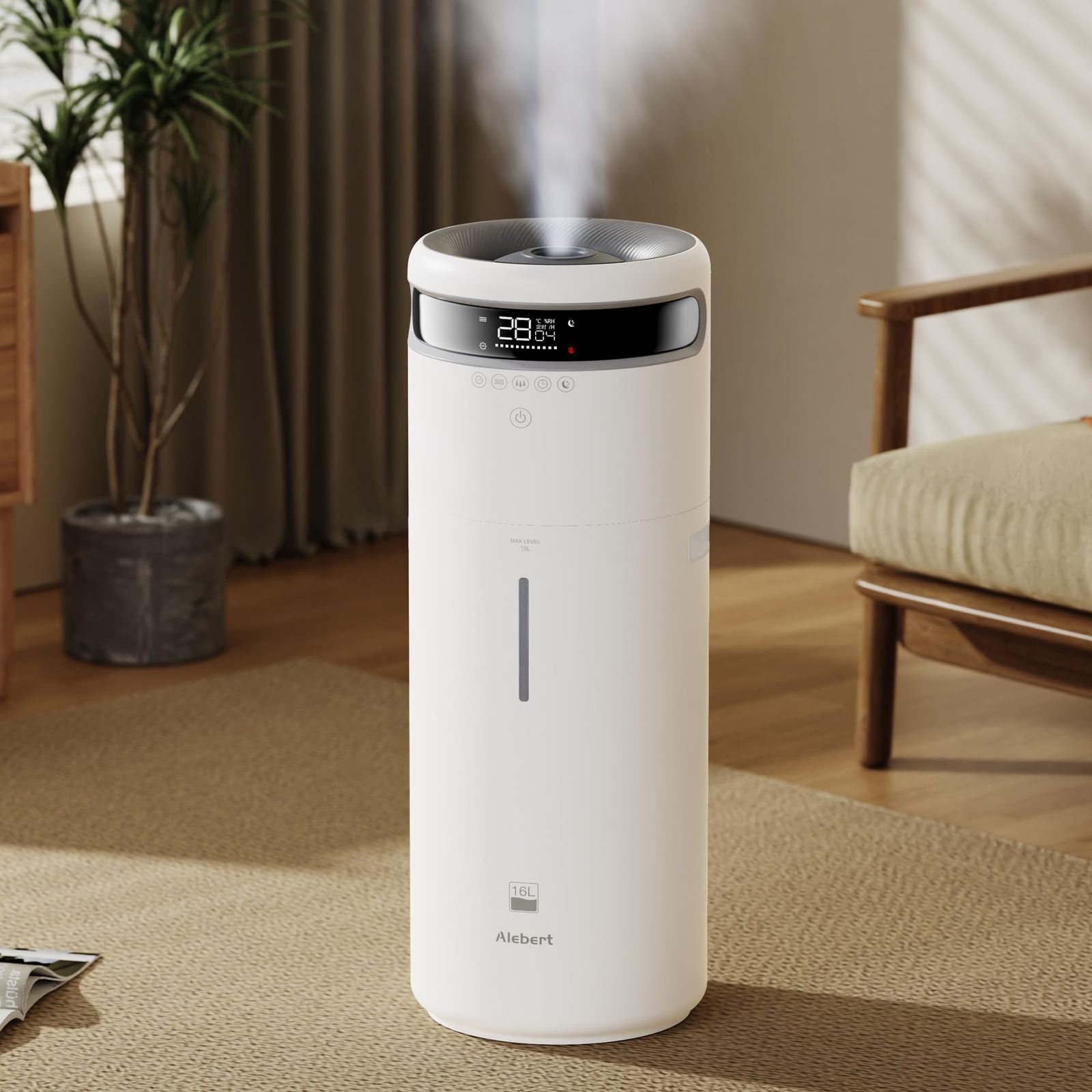 加湿器 大容量 16L 最大60畳適用 メーカーあり 静音 UV除菌 最大噴霧量750ML H 超音波加湿器 リモコン付き アロマ対応 上から注水 3段階噴霧量 恒湿機能 自動湿度調整 睡眠モード 12H切タイマー 着脱式4口ノズル 360°回転 省エ