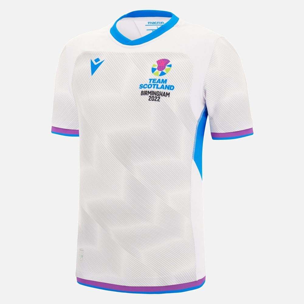 マクロン ラグビー スコットランド代表 2025 コモンウェルスゲームズ マッチ シャツ ジャージ 白 ホワイト 青 ブルー 公式モデル 日本未発売