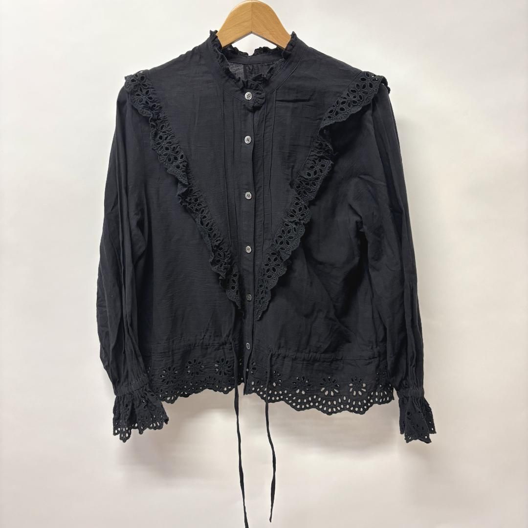 SLOBE IENA カットワークレースフリルブラウス SLOBE IENA カットワークレースフリルブラウス 黒 ブラック - メルカリ