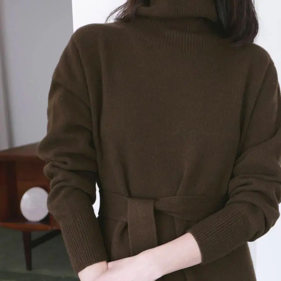 バーアンドバーブ VER-VERVE ブラウン タートルネック ニットワンピース フリーサイズ